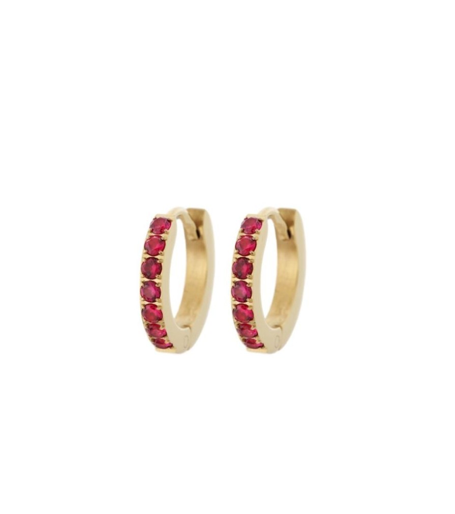 Orhangen Edblad | Sparkle Mini Hoops Red Gold