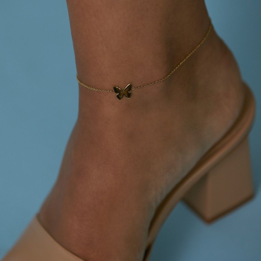 Fotlankar Edblad | Papillon Anklet Gold