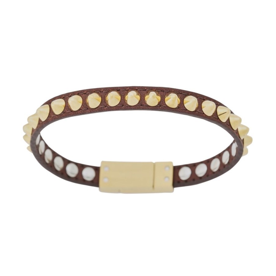 Armband Edblad | Peak Bracelet Leather Brown Gold